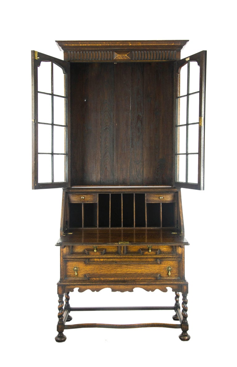 Antique Secretary Desk, Victorian Oak Desk, Fall Front Desk Antique Secretary desk, Victorian oak desk, fall front desk, antique furniture, Scotland - Antique Secretary Desk, Victorian Oak Desk, Fall Front Desk