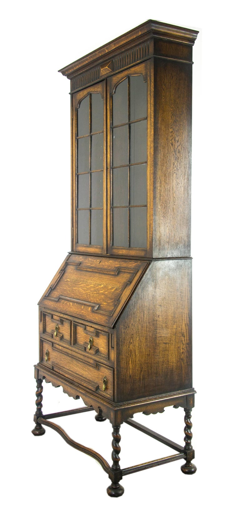 Antique Secretary Desk, Victorian Oak Desk, Fall Front Desk Hand-Crafted Antique Secretary Desk, Victorian Oak Desk, Fall Front Desk, Scotland - Antique Secretary Desk, Victorian Oak Desk, Fall Front Desk