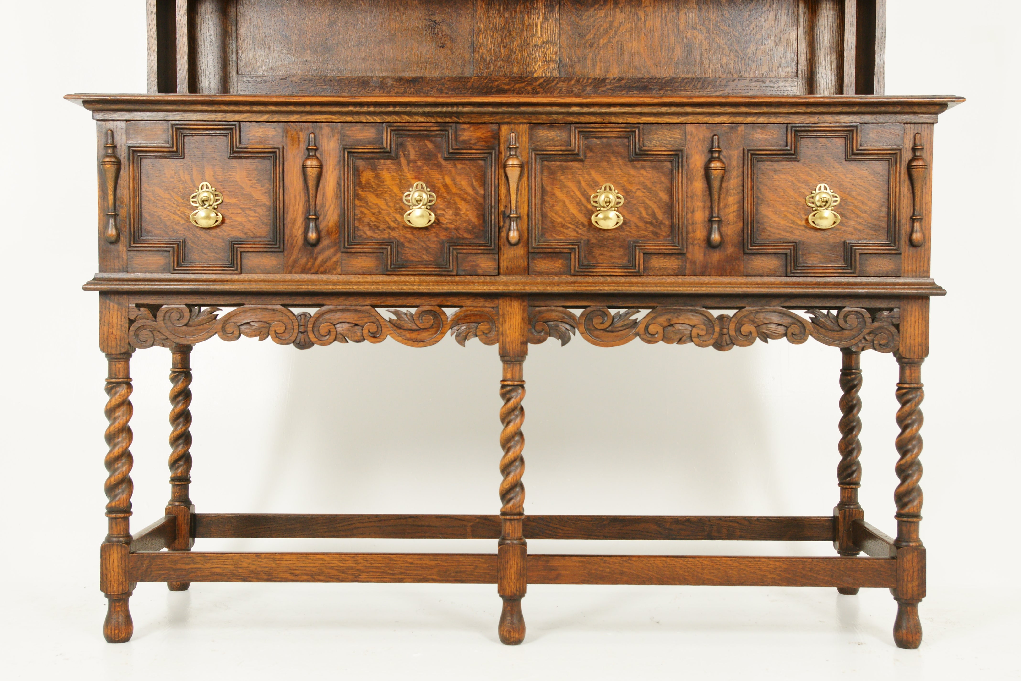 Antique Welsh Dresser Plate Rack Carved Oak Scotland 1920