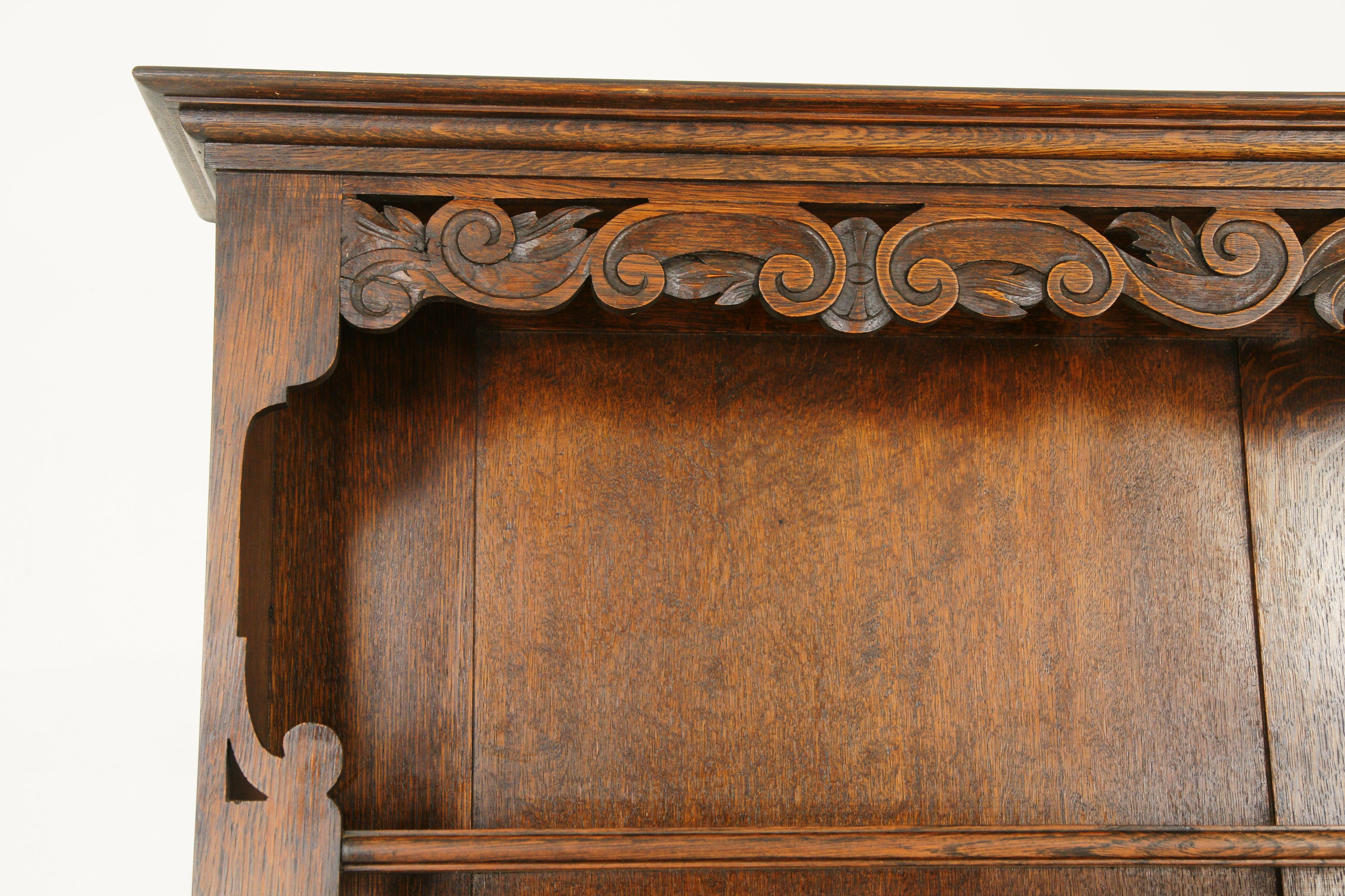 Antique Welsh Dresser Plate Rack Carved Oak Scotland 1920