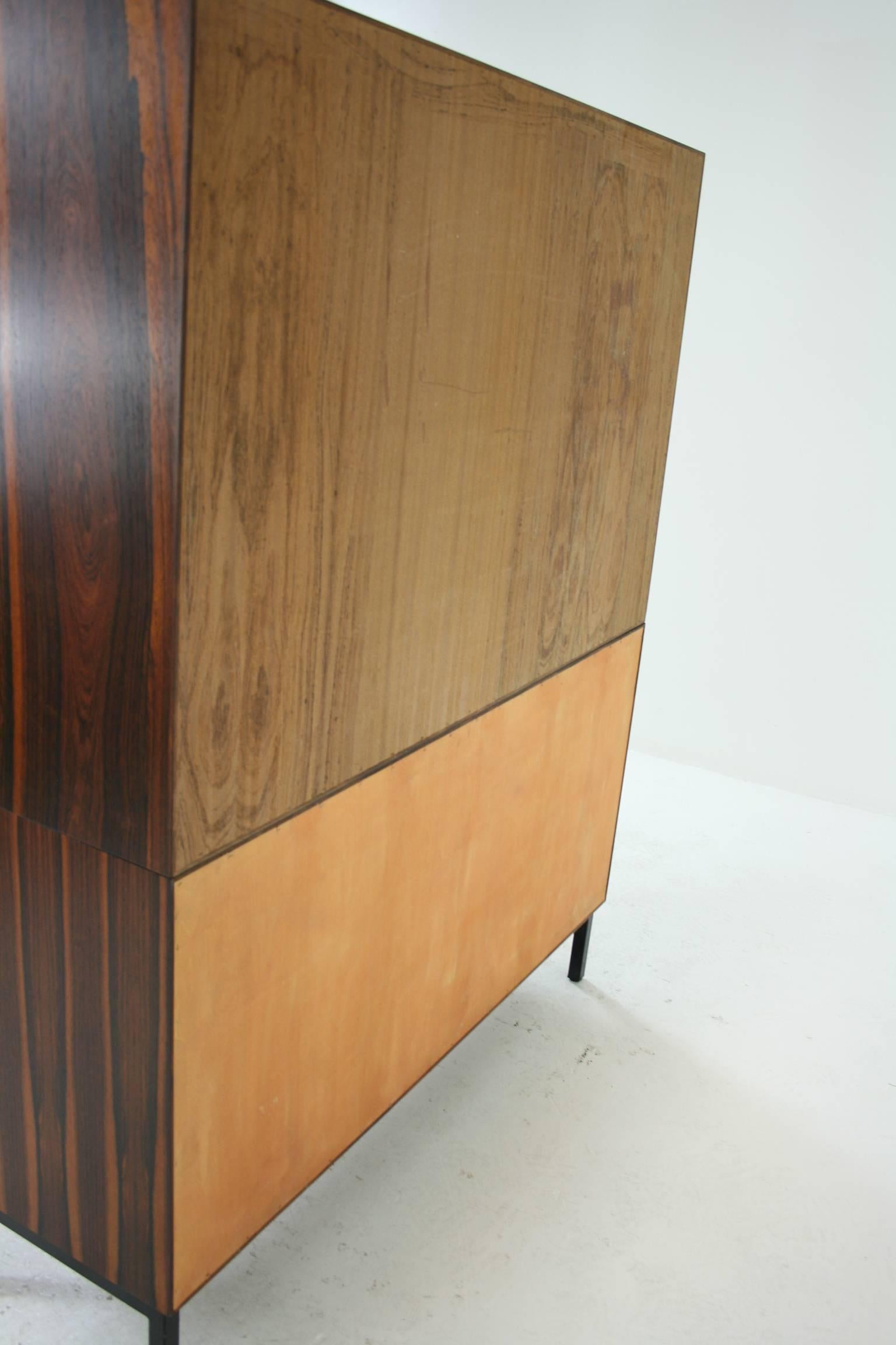 Mid-Century Modern Rosewood Office Cabinet Bookcase with Tambour Sliding Door In Excellent Condition In Vancouver, BC