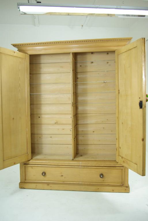 B281 Large Pine Two Door Armoire Wardrobe Display Pantry Cabinet