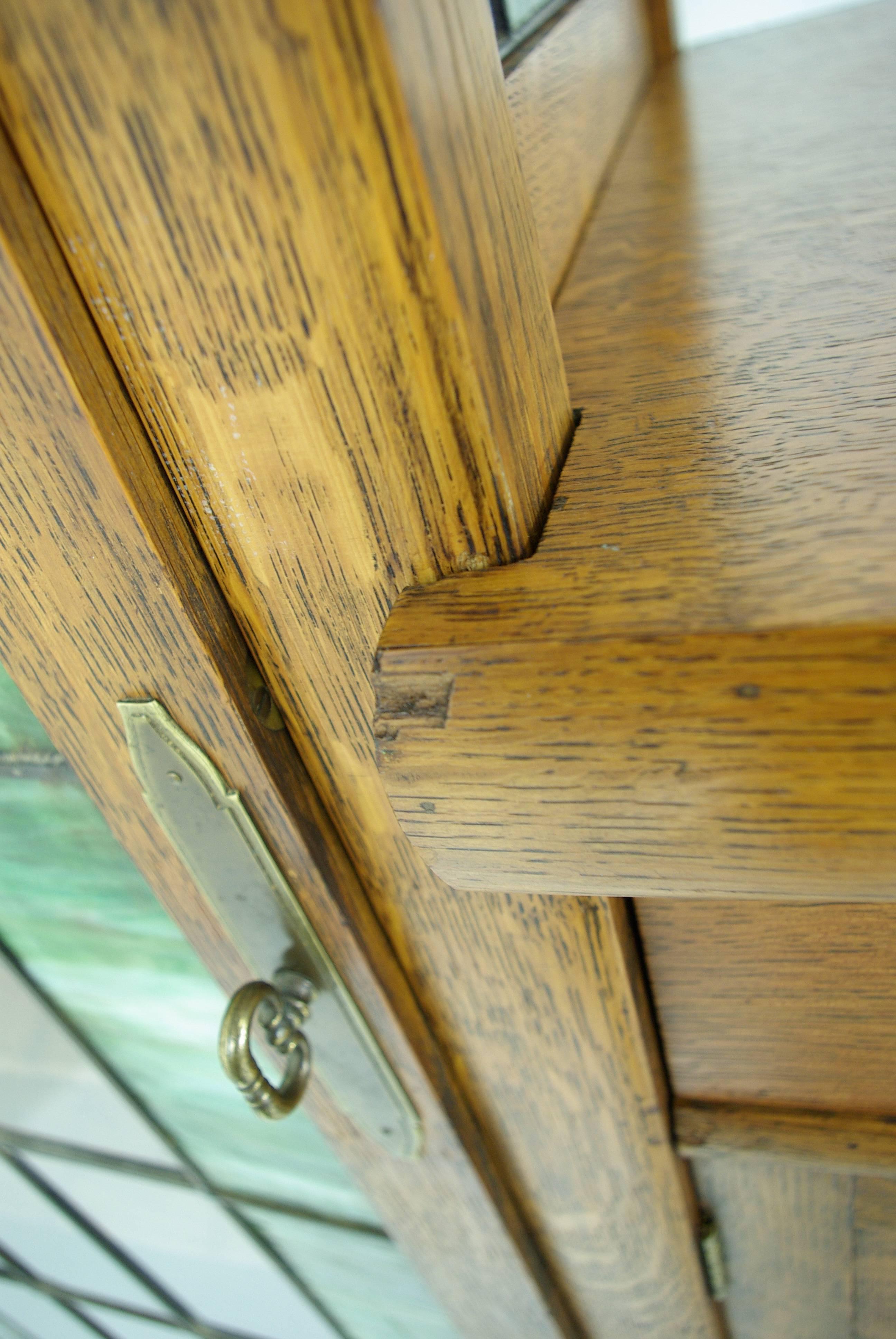 American B261 Large Three Part Tiger Oak Sideboard Buffet, China Cabinet, Bookcase