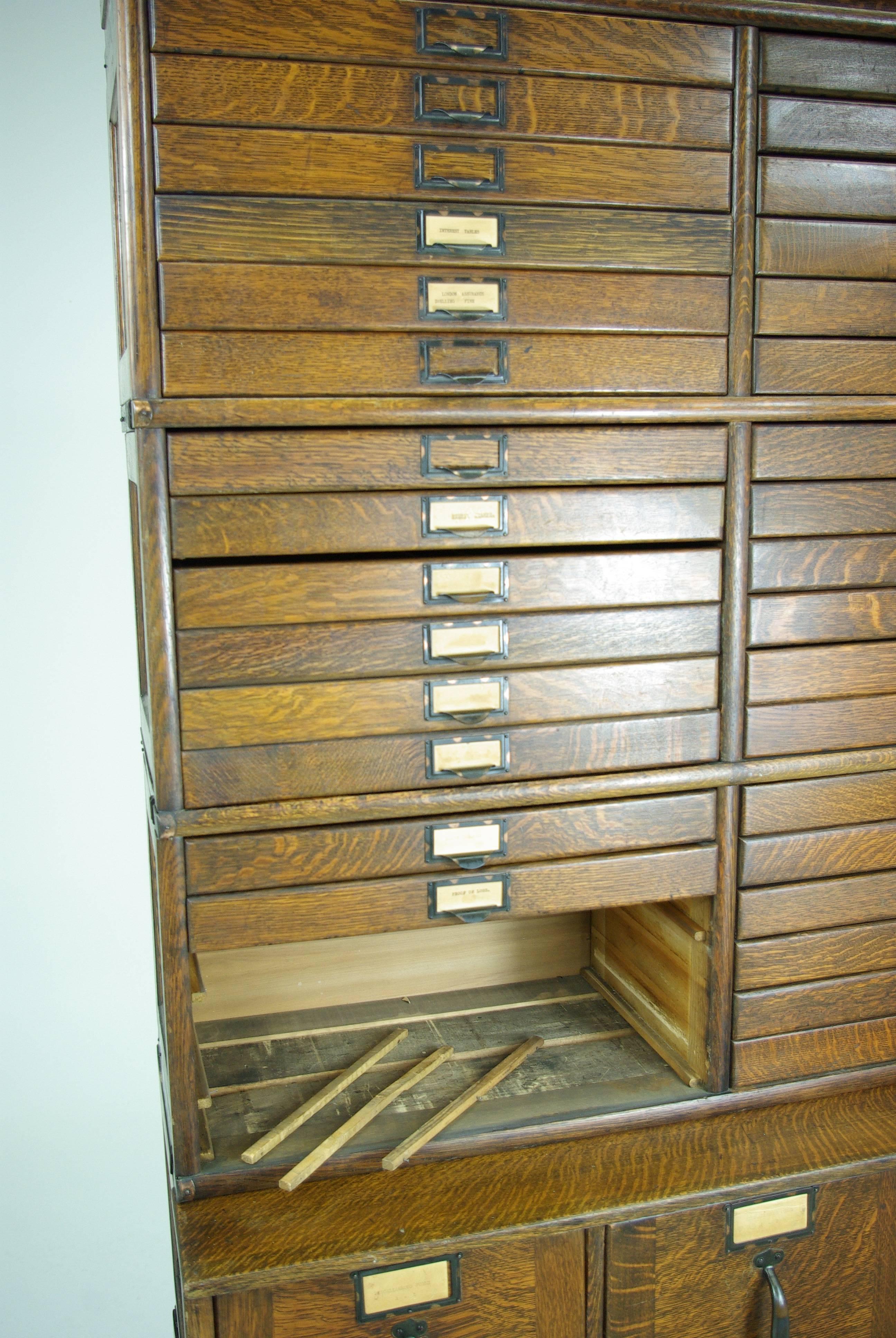 B275 Antique Quarter Sawn Oak Multi Drawer Stacking File Cabinet Vancouver Made 1