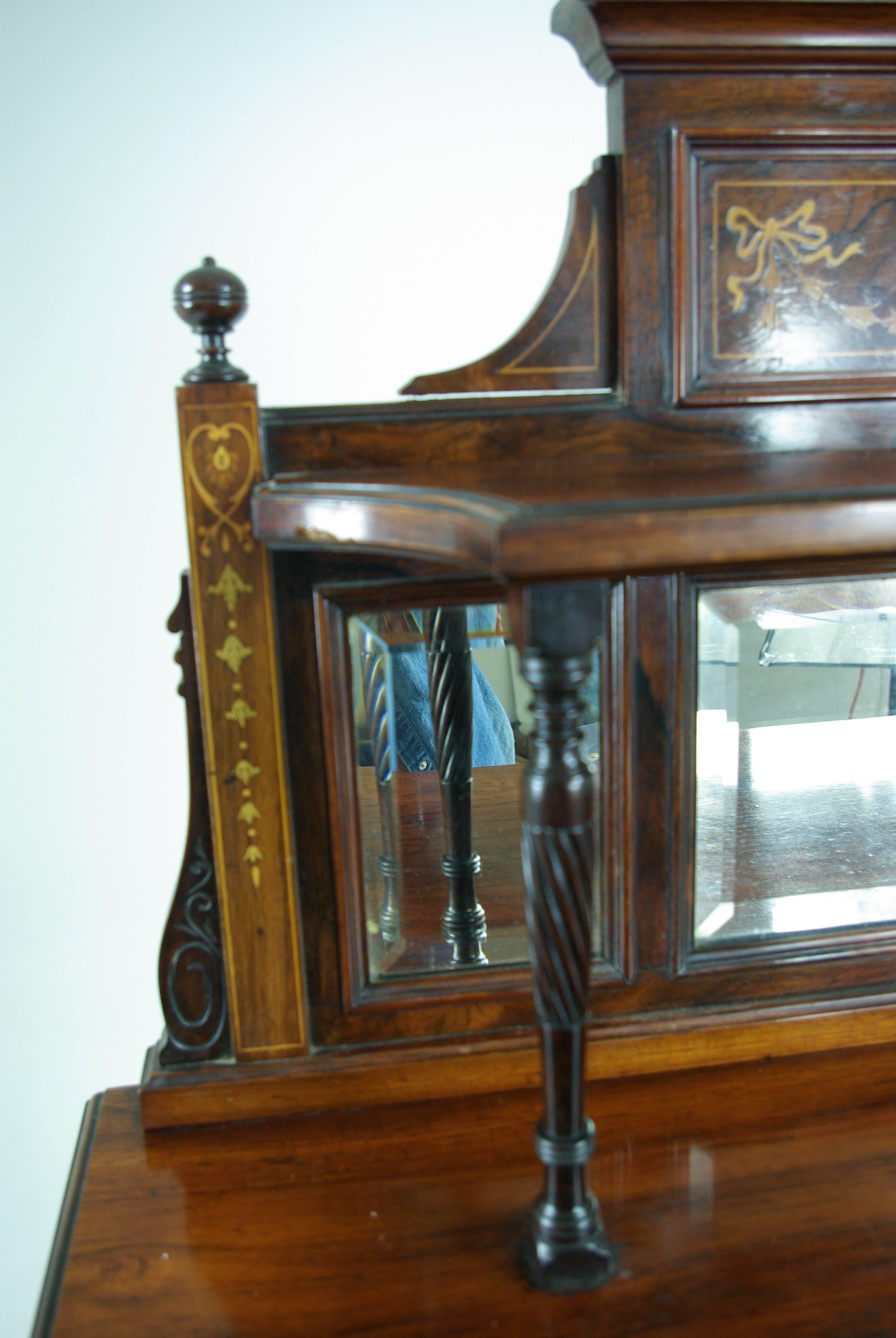 Scottish Antique Display Cabinet,  Walnut Inlaid Music Stand, Scotland 1870, B581 