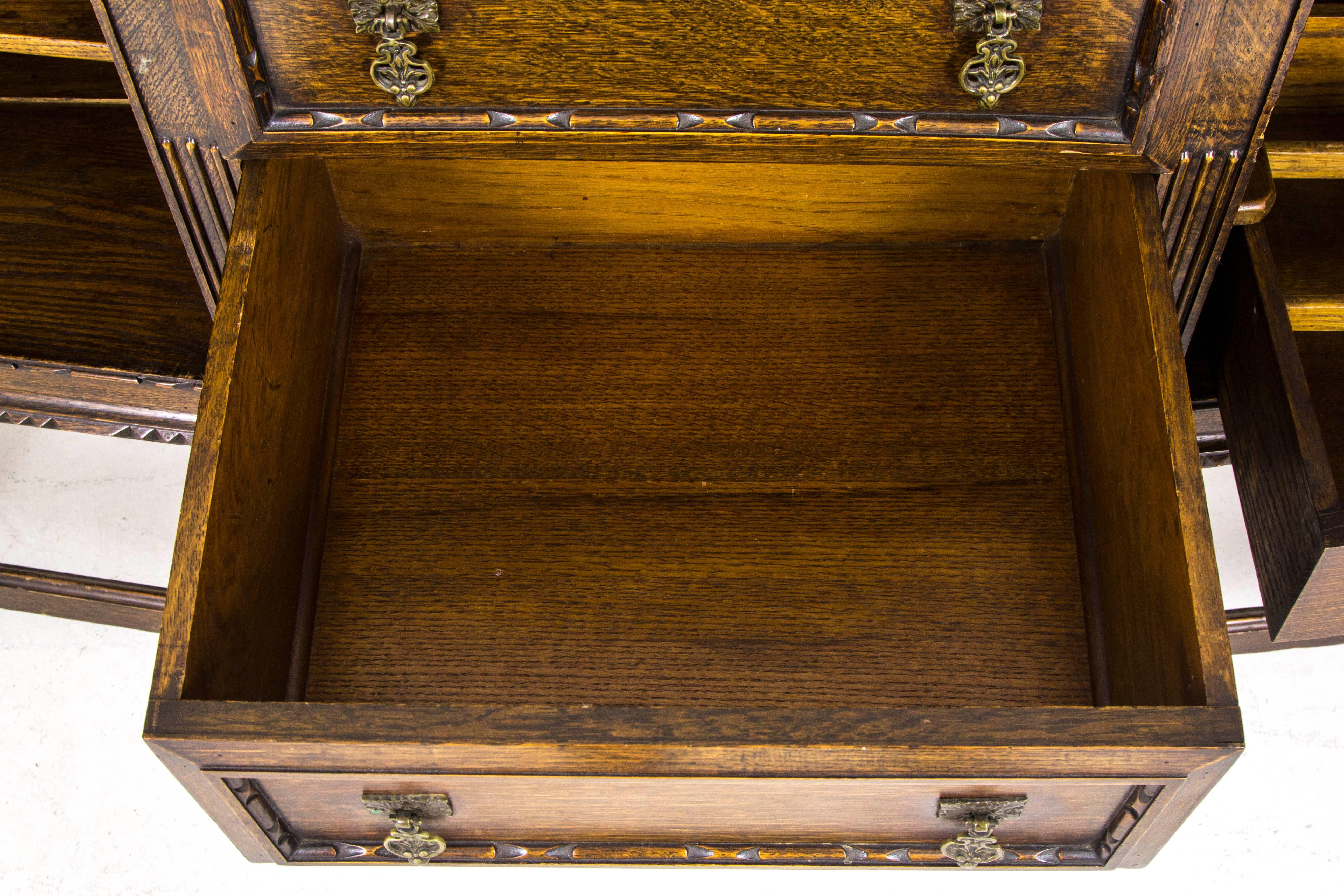Hand-Crafted Antique Scottish Oak Sideboard, Dresser, Buffet