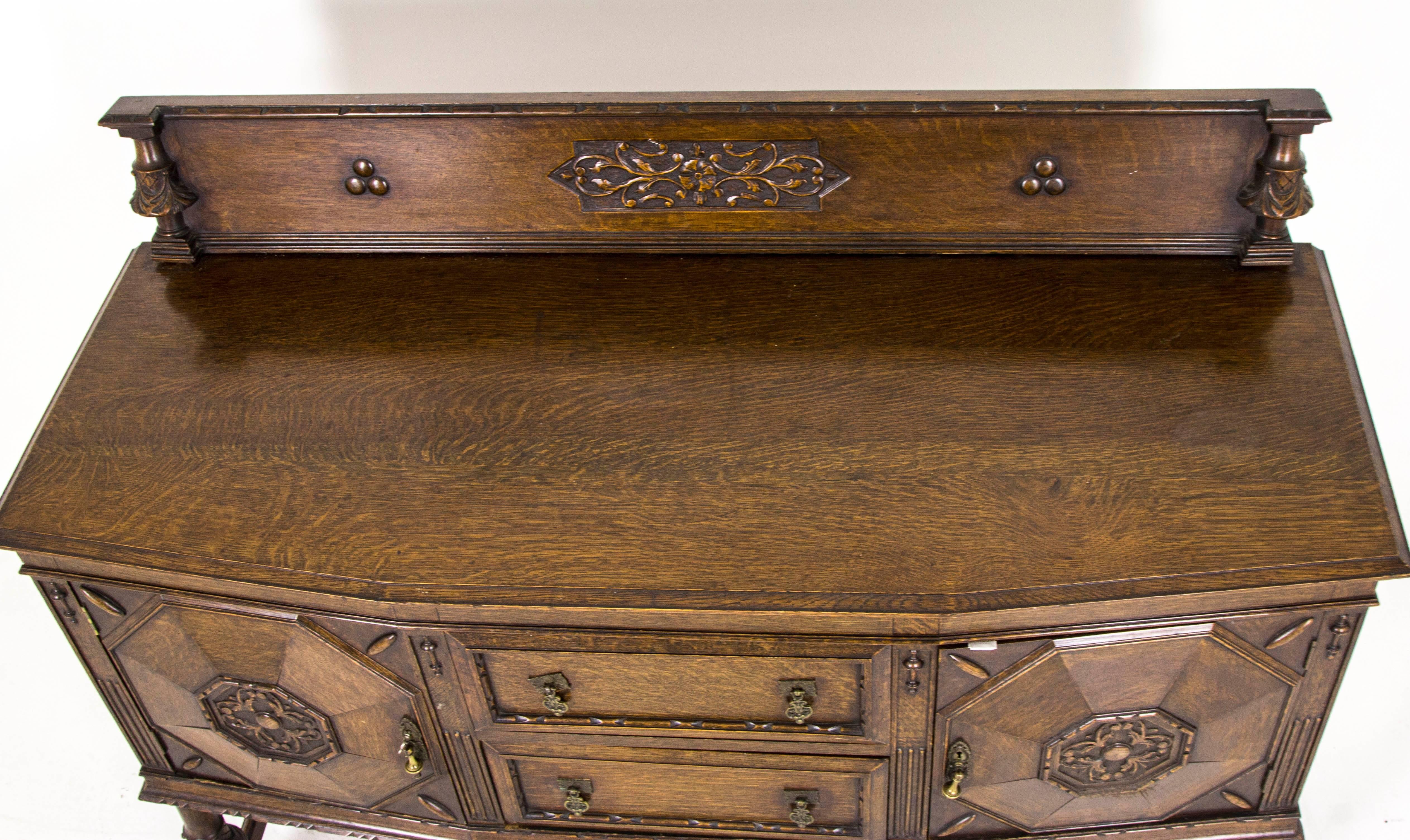 Antique Scottish Oak Sideboard, Dresser, Buffet 1