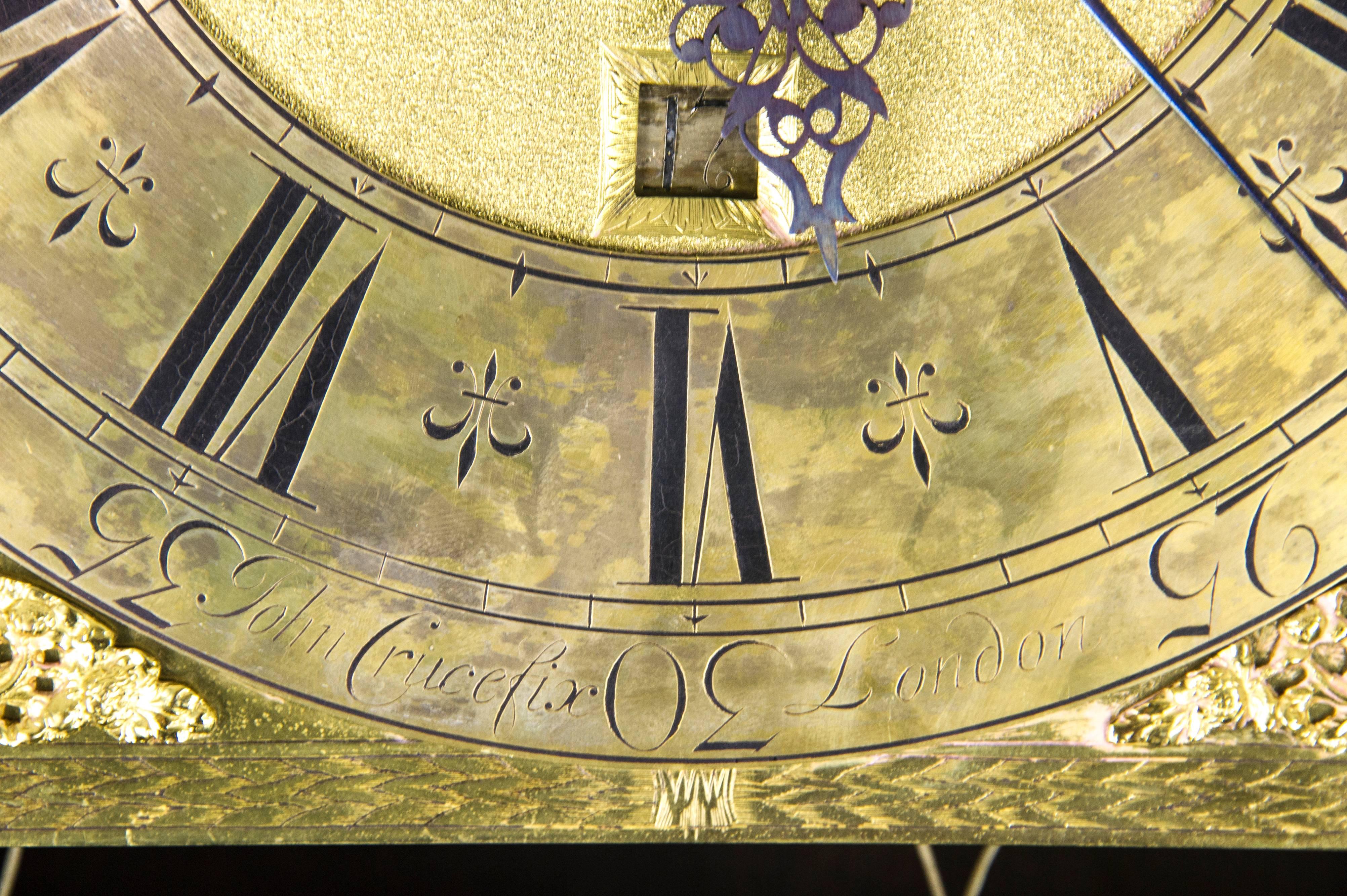 Walnut Antique Grandfather Clock  John Crucefix of London, 1720  Long Case Clock