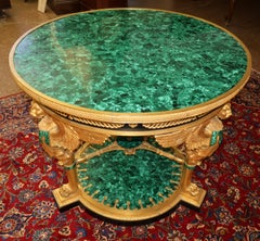 Russian Empire Style Gilt Bronze & Malachite Griffin Center Table