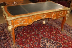 ​Bronze Mounted Louis XV French Style Walnut Writing Desk Bureau Plat
