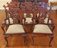 Set of 8 Irish Chippendale Style Mahogany Dining Chairs