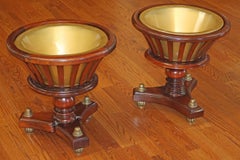 Pair of Georgian English Style Mahogany Plant Stands Planters