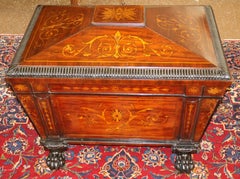 19th Century Regency English Mahogany Inlaid Wine Cooler Cellarette