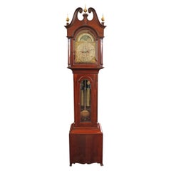 Early 20th Century Mahogany Two Weight Herschede Tall Case Grandfather Clock
