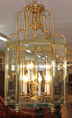 Large 8 Light Hexagon Brass Lantern 40 X 24 X 24