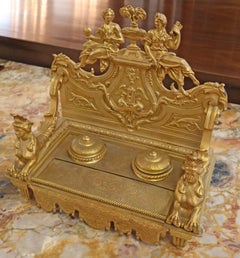 19th Century Brass Figural French Egyptian Revival Inkwell