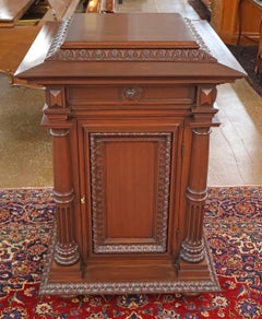 Monumental Victorian Style Mahogany Wood Pedestal Cabinet