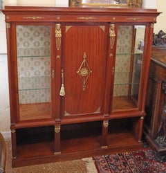 Late 19th Century Mahogany French Empire Vitrine China Cabinet