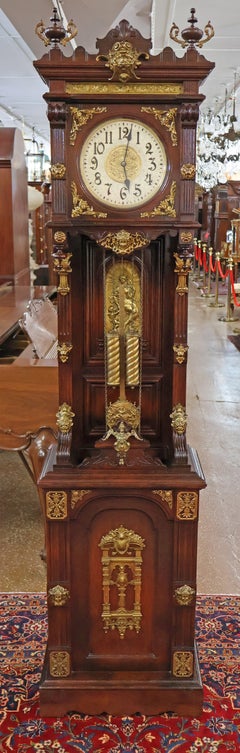 Horloge de sol « Grand-père » en acajou d'Ansonia avec monture en bronze, vers 1900