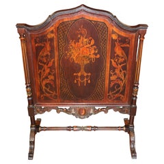 1920's Mahogany Paint Decorated Regency Style Fire Screen