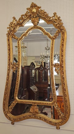 Large Monumental Louis XV French Style Putti Center Beveled Wall Mirror