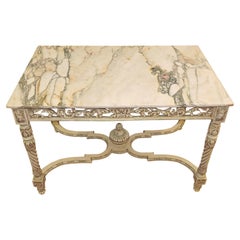 Early 20th Century Ivory Color Gustavian Style French Marble Top Table