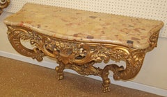 Late 19th Century Louis XV French Style Gold Marble Top Wall Console By Rosel