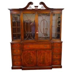 Grosfeld House Flame Mahogany Inlaid China Cabinet Bookcase Breakfront
