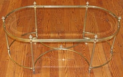 Jansen Style Neoclassical Hollywood Regency Brass Beveled Coffee Table