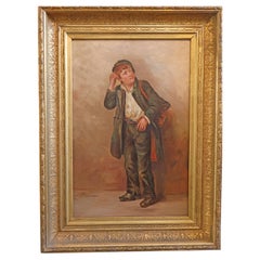 Early 20th Century Oil On Canvas Shoe Shine Boy Painting After J.G Brown