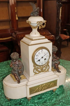 Late 19th Century French Bonnet & Pottier Paris Marble & Bronze Mantel Clock