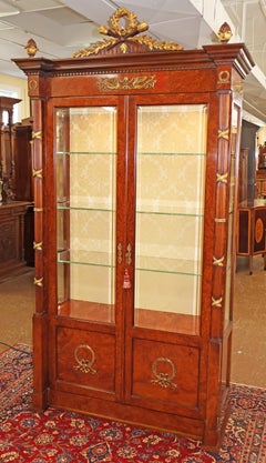 Italian Made French Empire Style Glass Door China Curio Cabinet