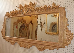 18th Century French Regence Figural Gold Horizontal Mirror