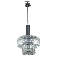 Italian MCM Targetti Sankey Glass & Chrome 3 Light Chandelier