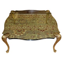 ​P.E Guerin Attributed Hollywood Regency Glass And Bronze Feet Coffee Table