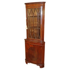 Gorgeous English Mahogany Inlaid Corner Cabinet