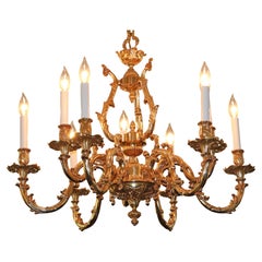 Italian Gilt Bronze Baroque / Rococo Style 10 Light Chandelier
