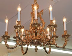 Italian Gilt Bronze Baroque / Rococo Style 10 Light Chandelier