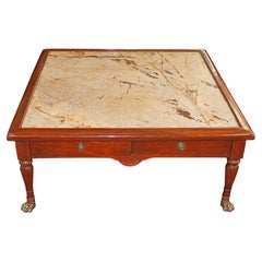 Mahogany Inset Marble Regency Coffee Table Attributed To Theodore Alexander