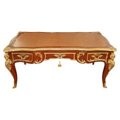 ​Bronze Mounted Louis XV French Style Kingwood Writing Desk Bureau Plat