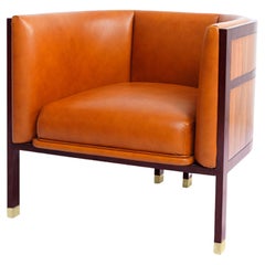Original lounge chair, Barrel chair, round back chair, bold, modern, walnut wood