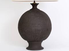 Monumental Hand Thrown Art Pottery Sphere Lamp