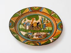 Tlaquepaque 1930s Mexican Hand-Painted Ceramic Charger Tray