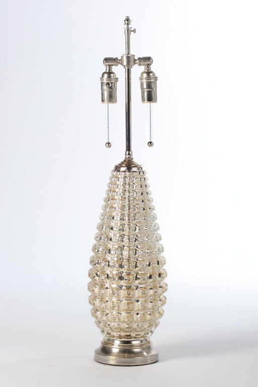 Mid-Century Modern Faux Crocodile Mercury Glass Lamps