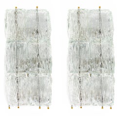 Venini Glass Ice Block Sconces