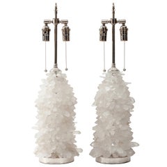 Pair of Rock Crystal Cluster Lamps