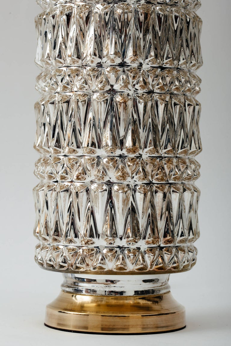 American Hollywood Regency Mercury Glass Diamond Pattern Lamps For Sale