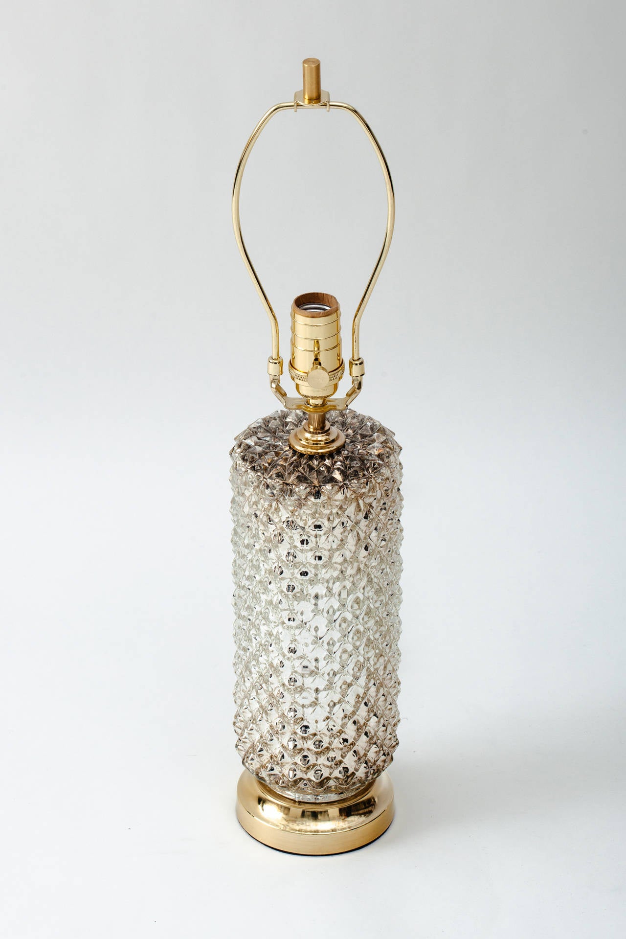 Mid-Century Modern 1970s Mercury Glass Honeycomb Cylinder Lamps