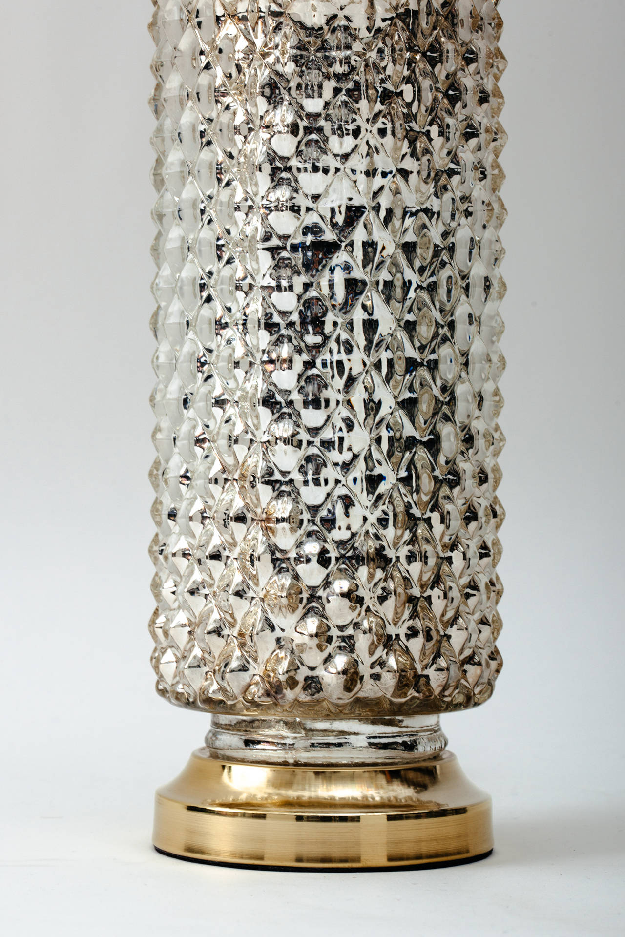 American 1970s Mercury Glass Honeycomb Cylinder Lamps