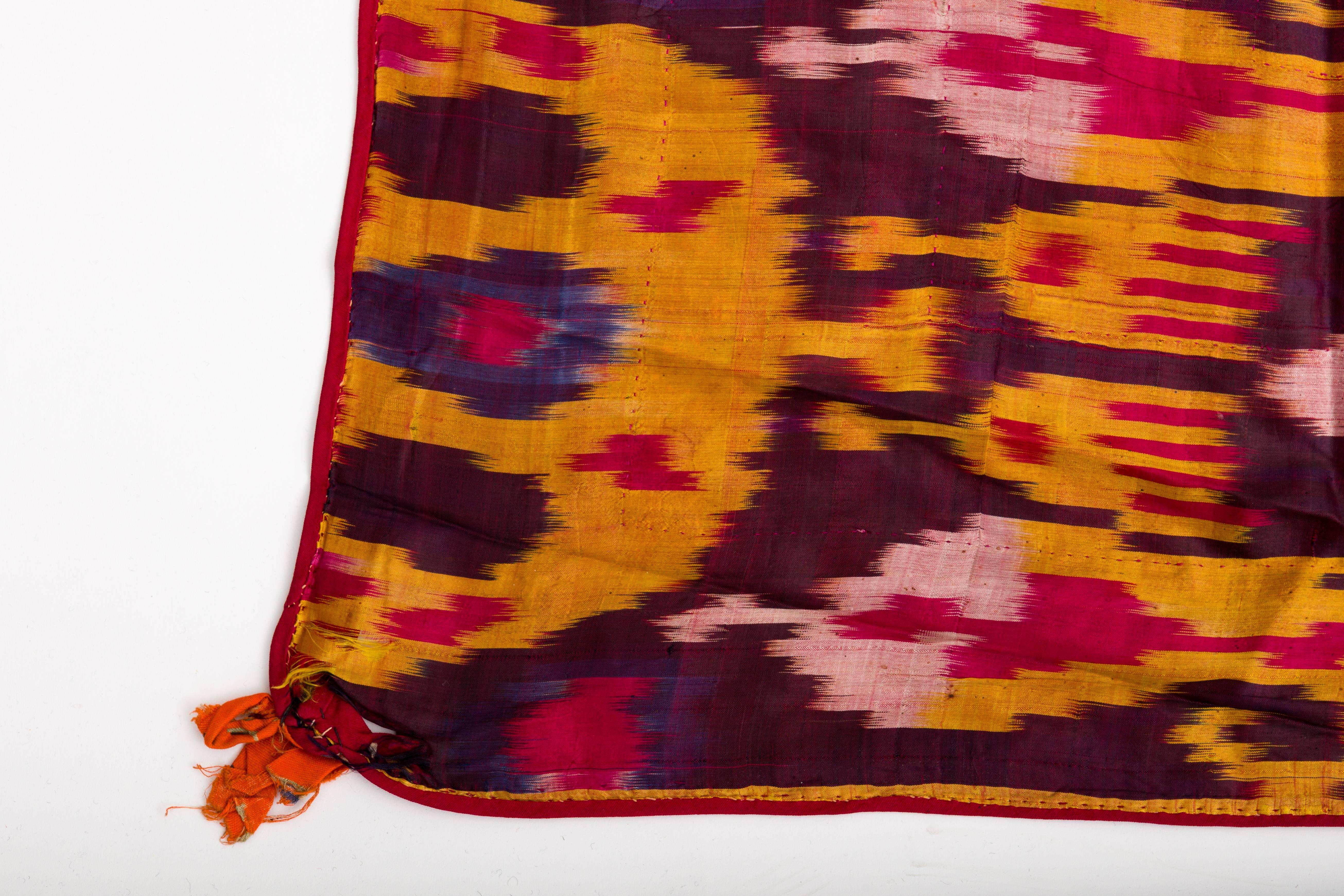 Late 19th Century Silk Ikat Uzbekistan Tribal Weaving For Sale 2